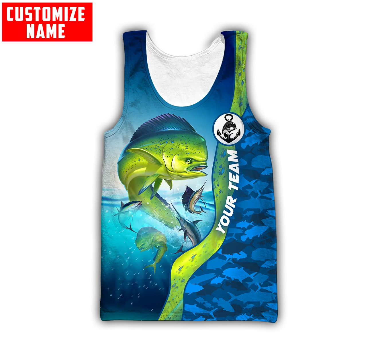 Fishing Vest - Özel ad Mahi mahi balıkçılık 3D